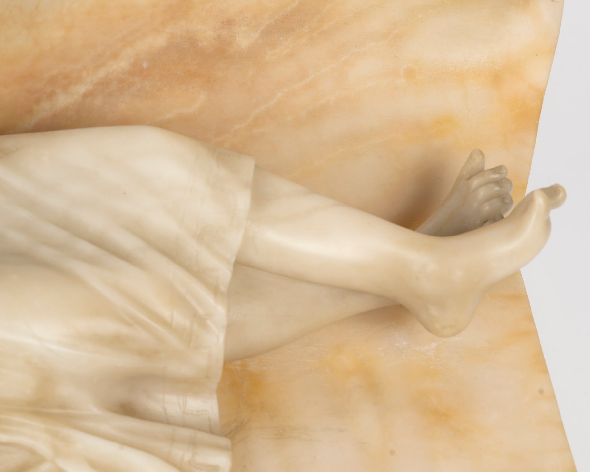 Sculpture art nouveau en albâtre signée Riccardo Gresnigni — 3