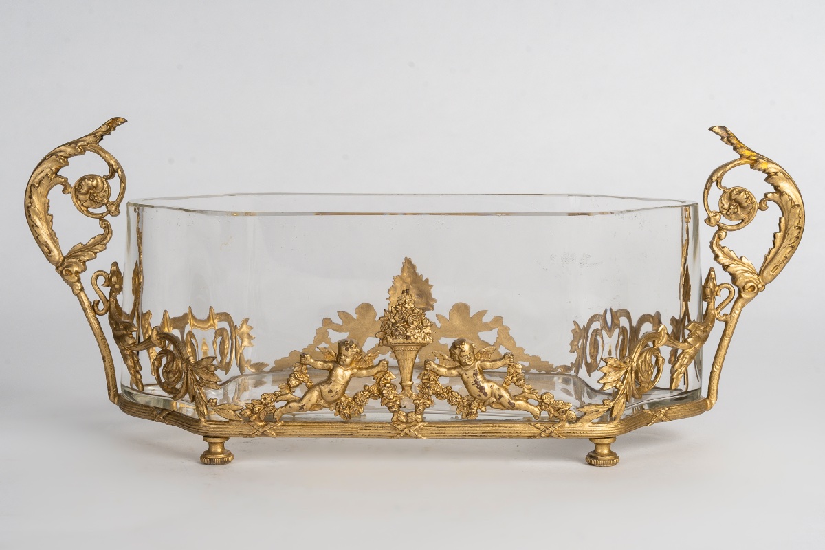 Une coupe-jardinière en cristal et bronze doré, fin du XIXe siècle — 13