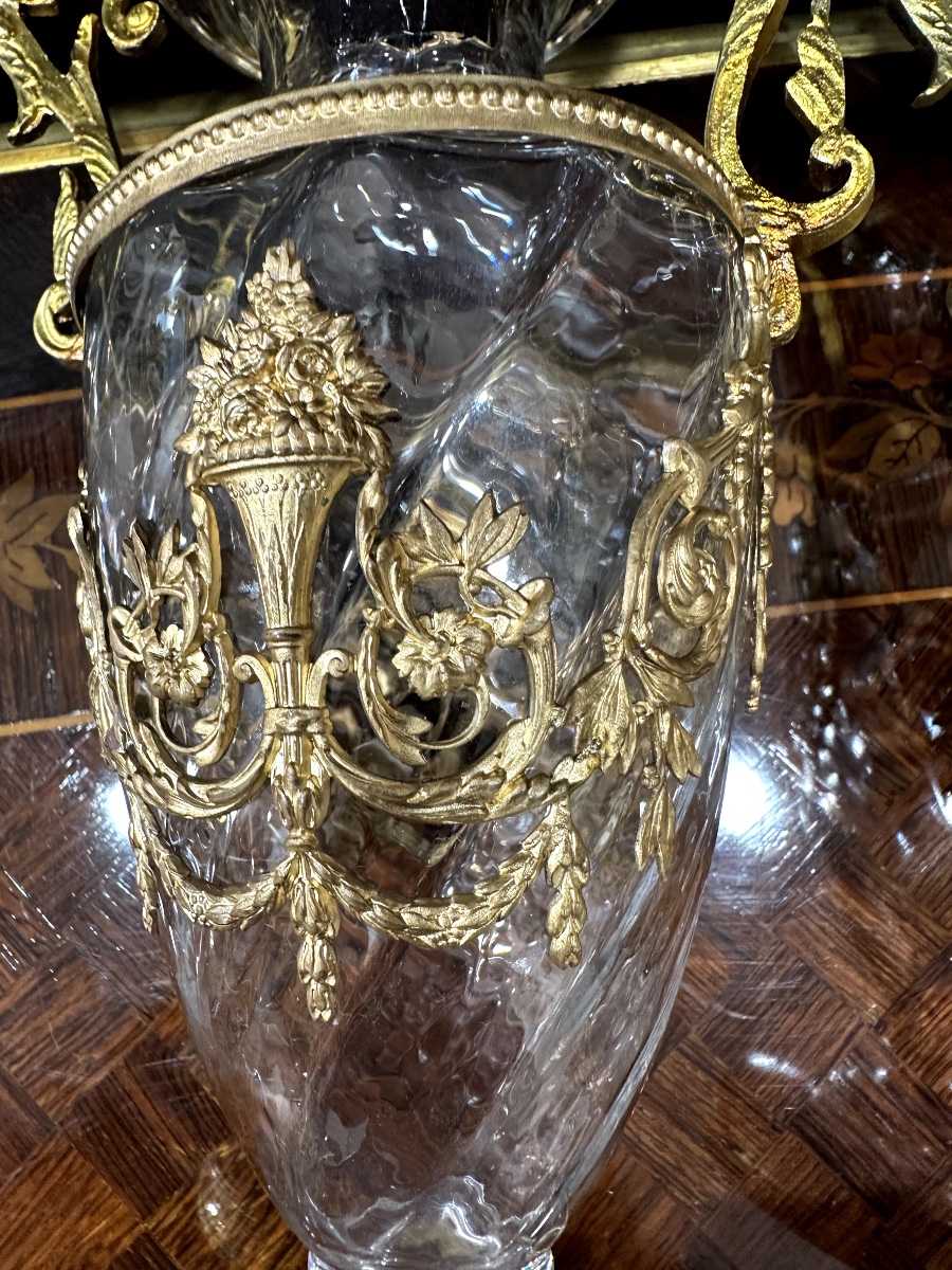 Paire de vases Napoléon III en cristal et bronze doré – XIXe siècle — 8