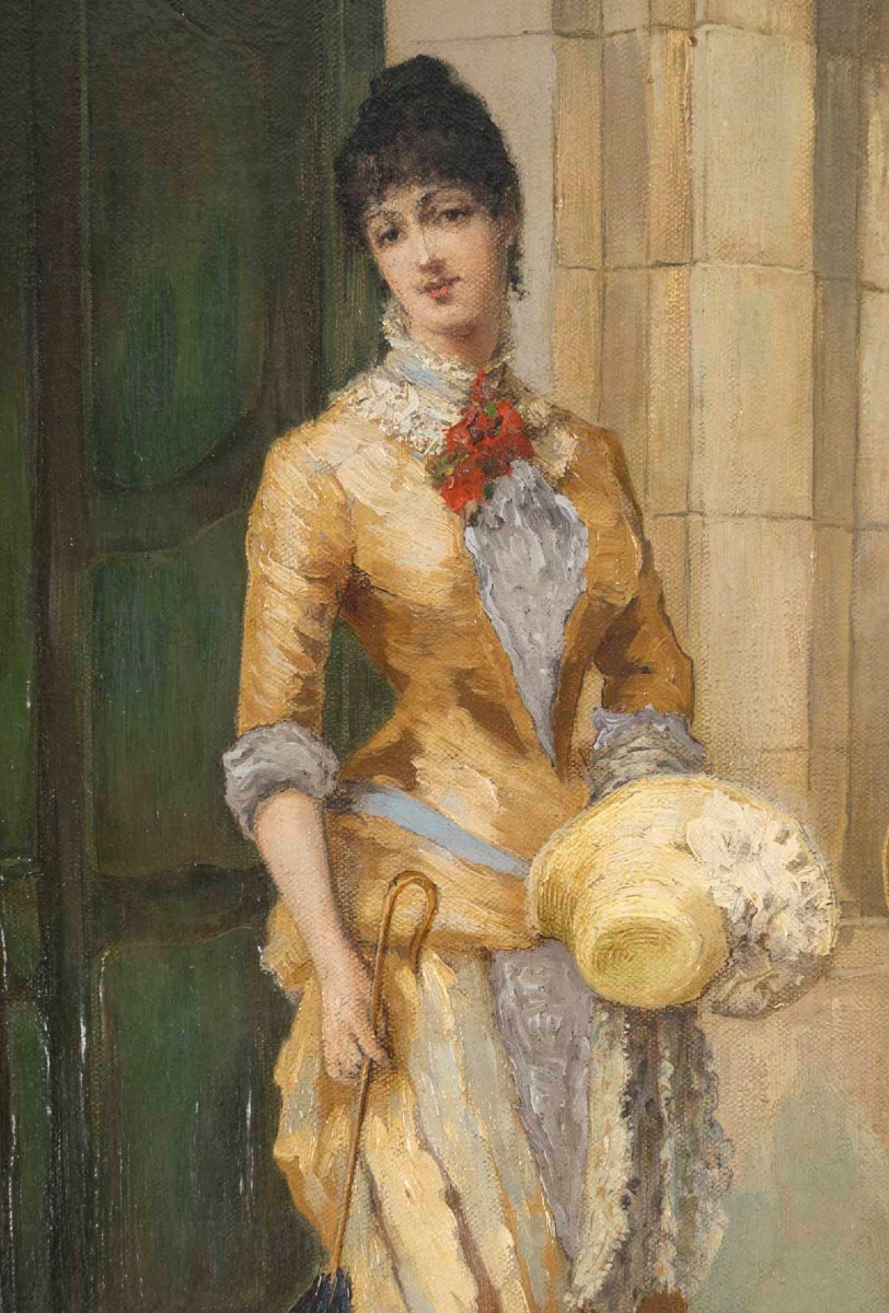 Une paire de tableaux huile sur toile, scène de genre, fin du XIXe siècle — 4