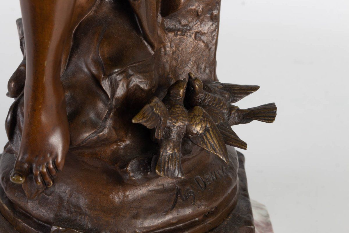 Auguste Dewever, bronze Représentant une femme et un Cupidon, époque Napoléon III — 4