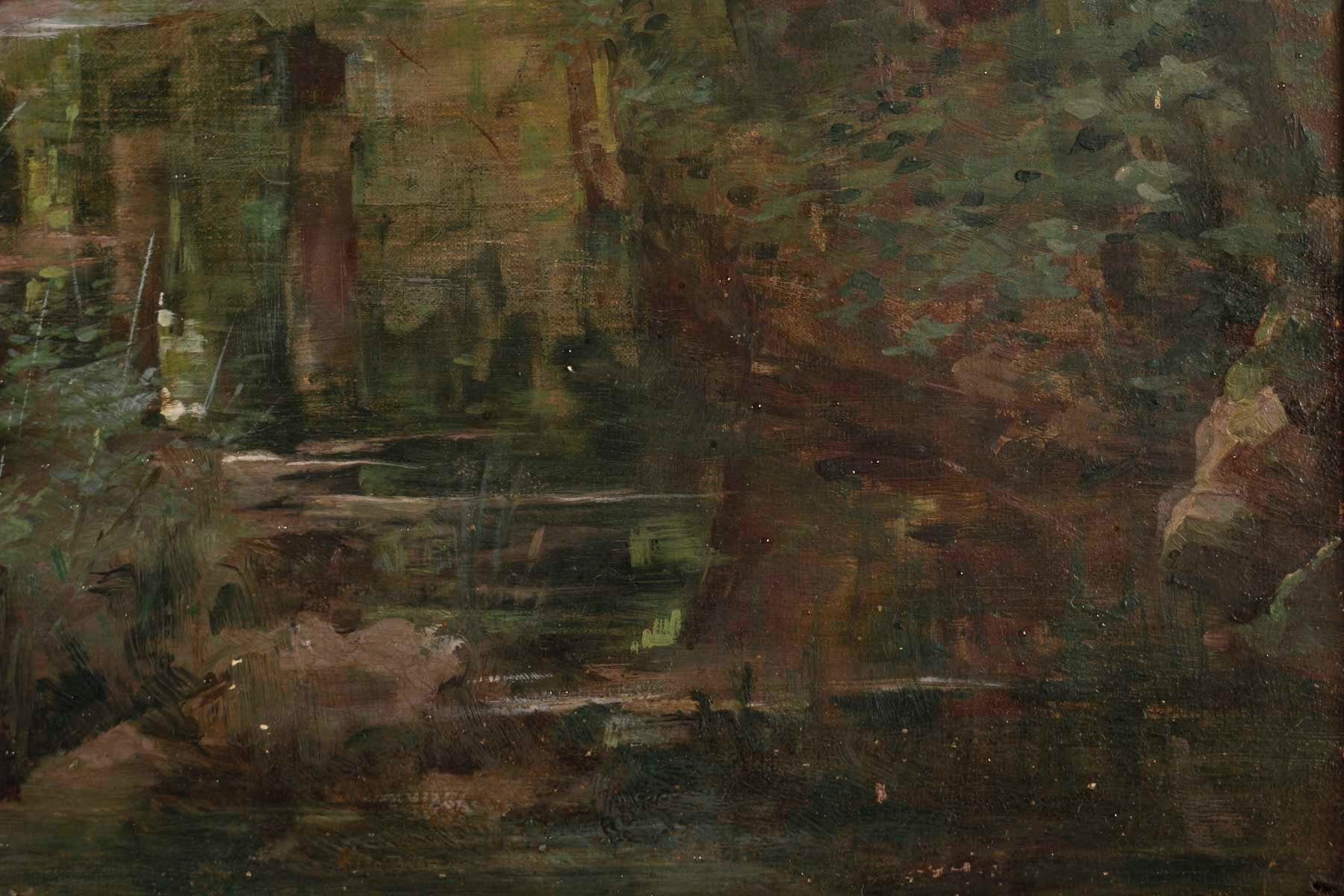 Huile sur toile de Joseph Caron Vue de sous-bois Encadré fin du XIXe siècle — 6