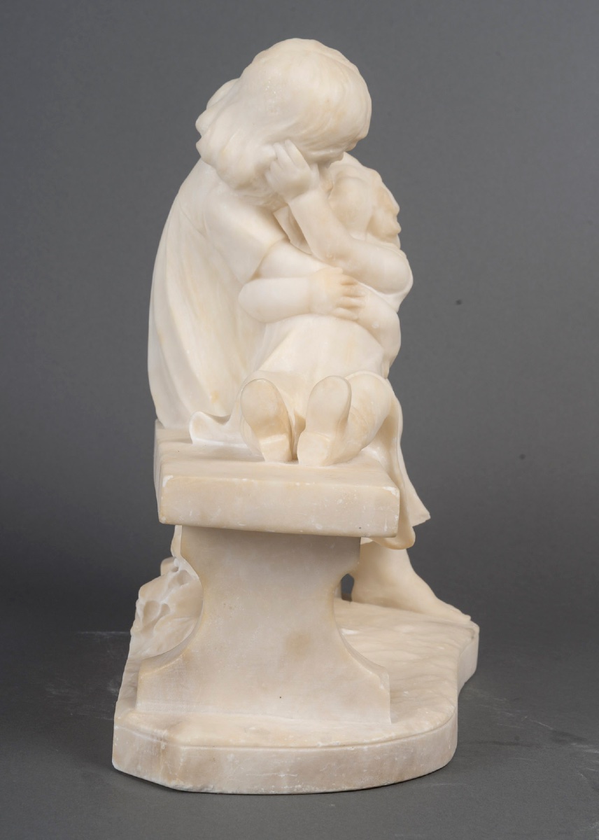 Sculpture en albâtre signée PUGIS – art nouveau, circa 1890–1910 — 12