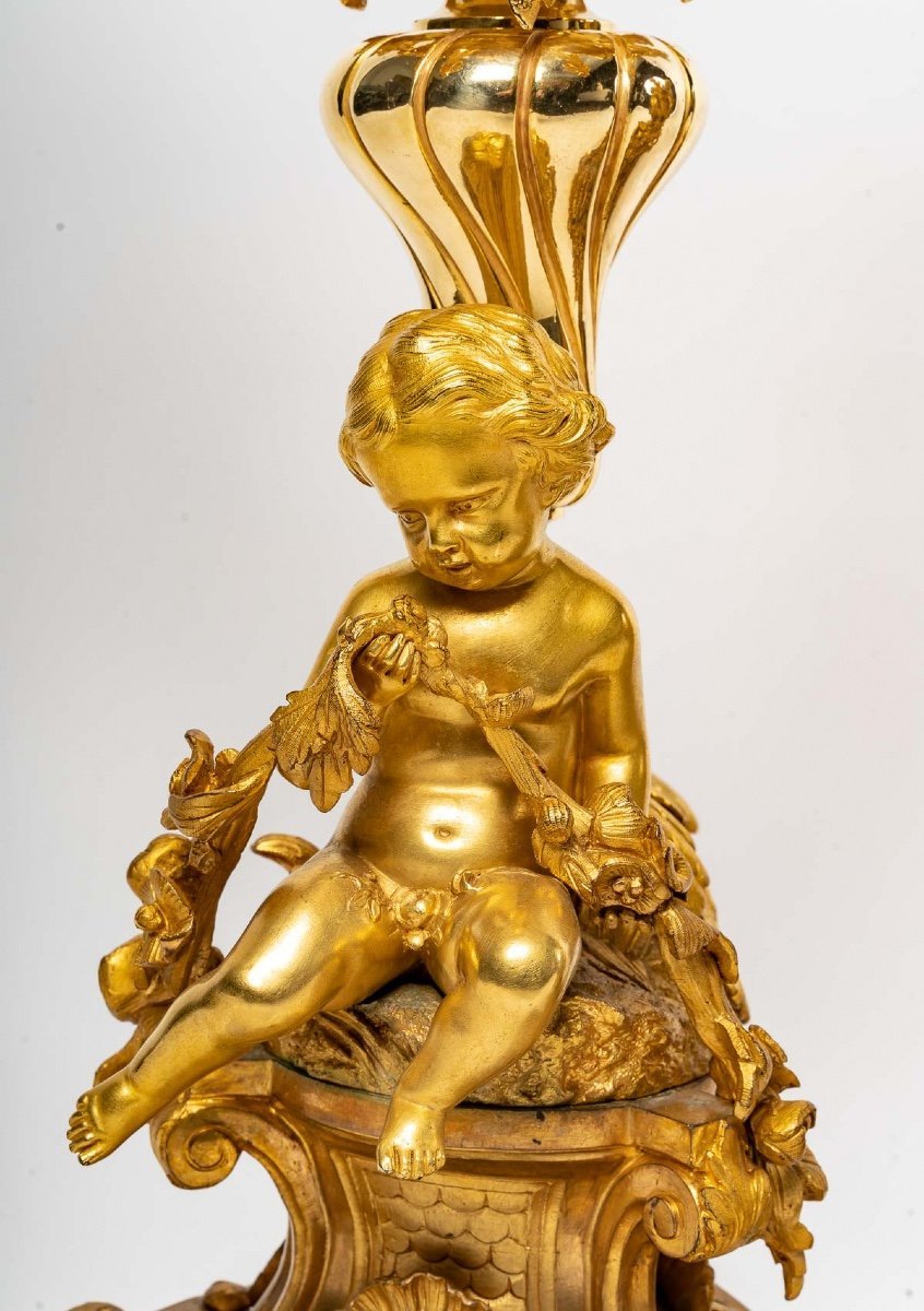 Henri Picard – Importante garniture de cheminée en bronze doré, époque Napoléon III — 9