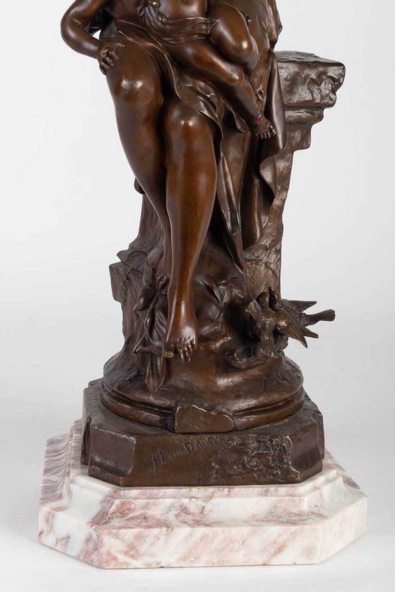 Auguste Dewever, bronze Représentant une femme et un Cupidon, époque Napoléon III — 3
