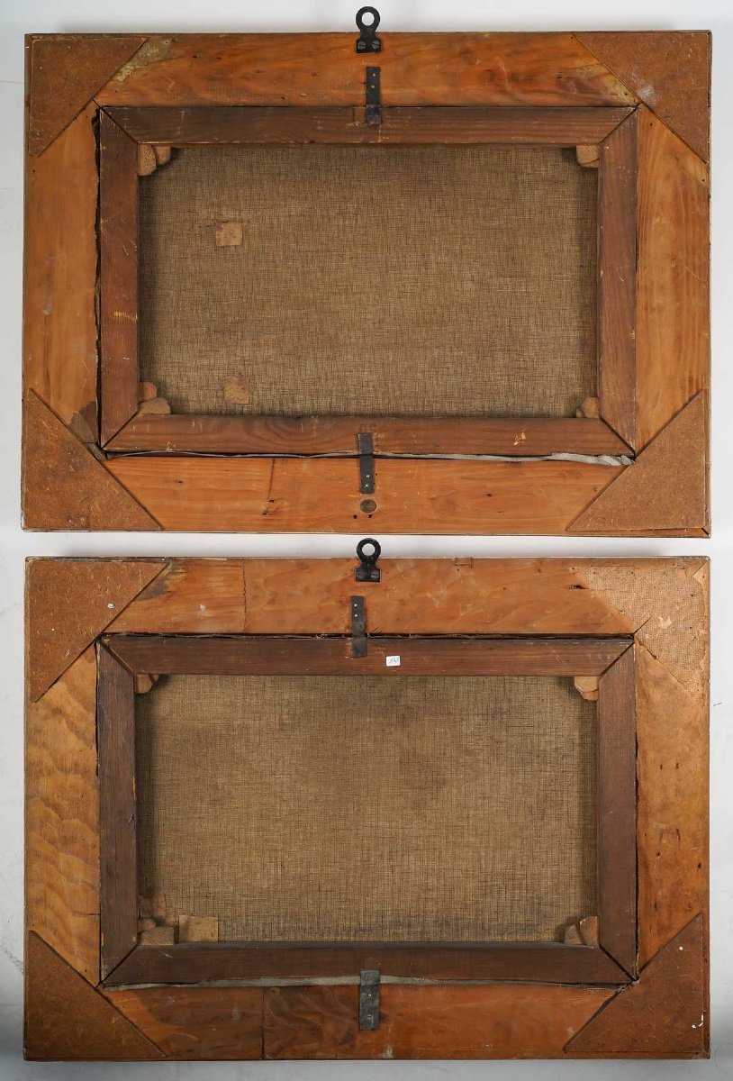 Paire de tableaux orientalistes huile sur toile avec Cadres en bois doré — 5