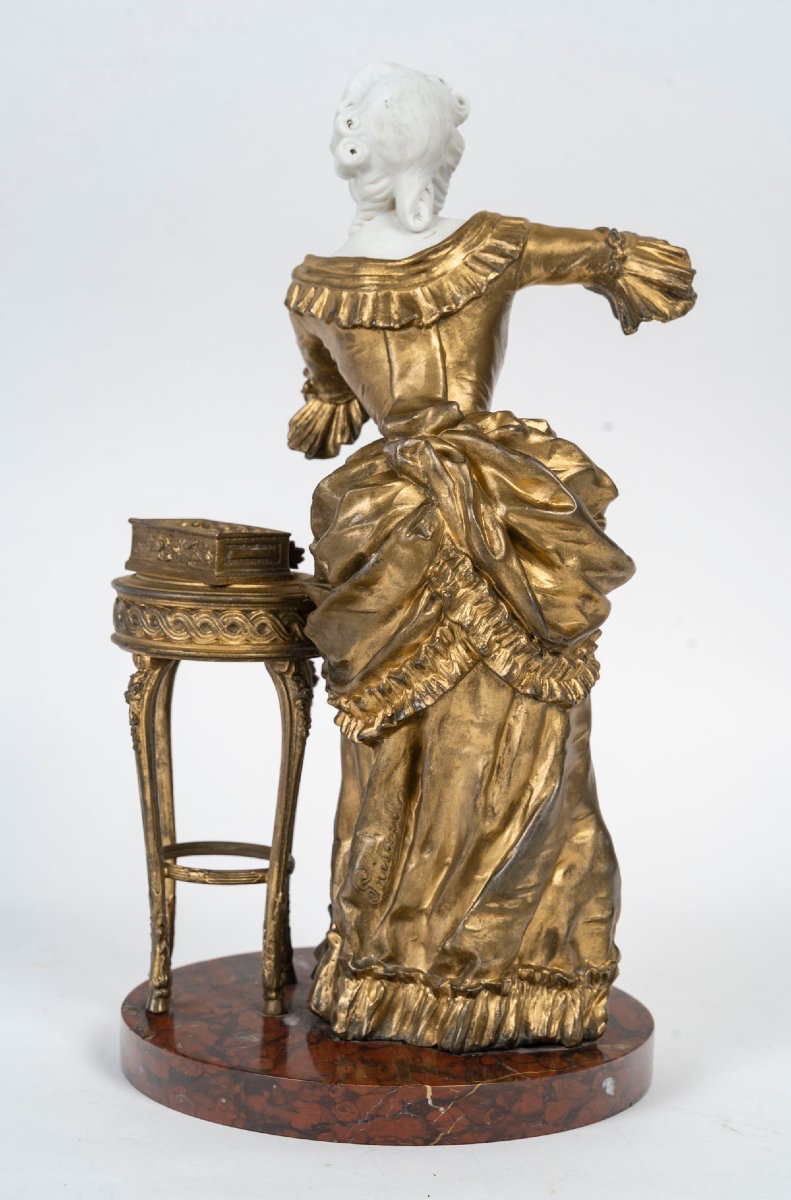 Une sculpture Grisard en biscuit et régule doré, art nouveau fin du XIXe siècle — 11