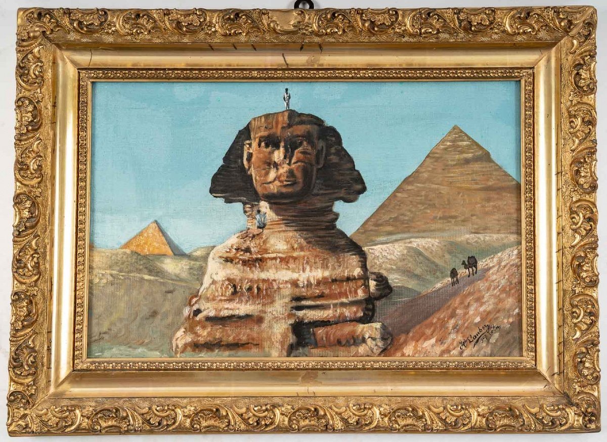 Paire de tableaux orientalistes huile sur toile avec Cadres en bois doré — 3