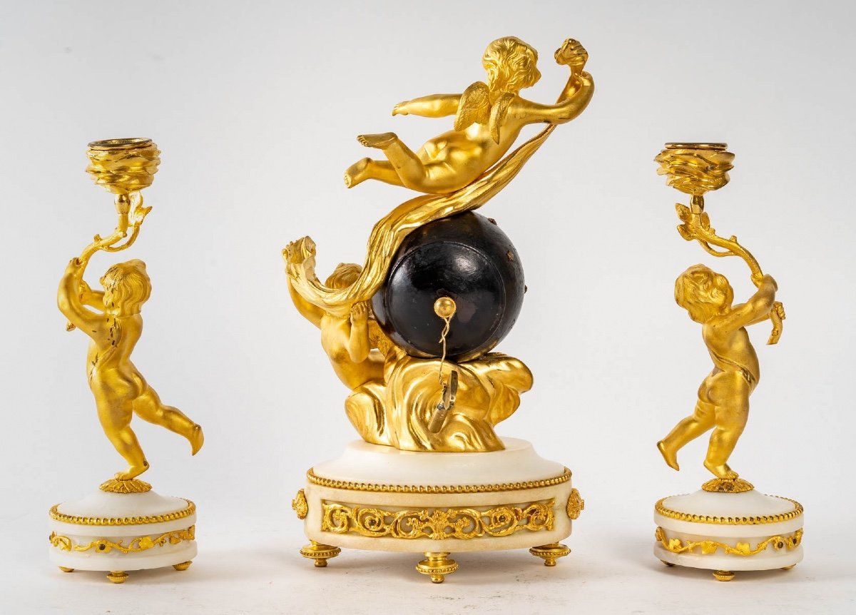 Garniture de Cheminée miniature en bronze doré fin du XIXe siècle — 4