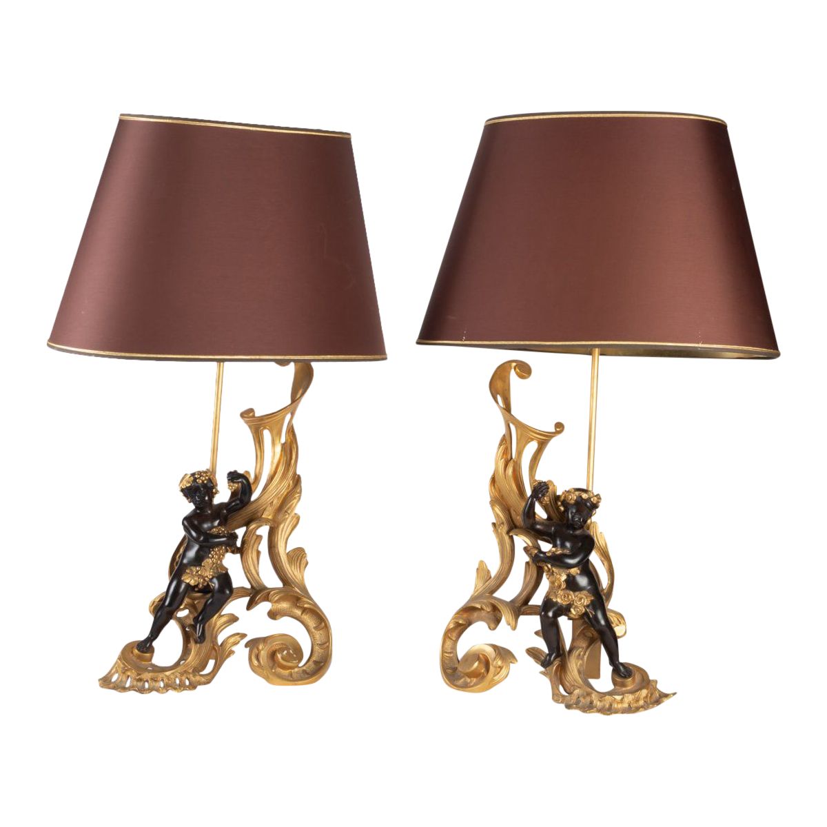 Paire de Chenets Montés en lampes époque XIXe — 2