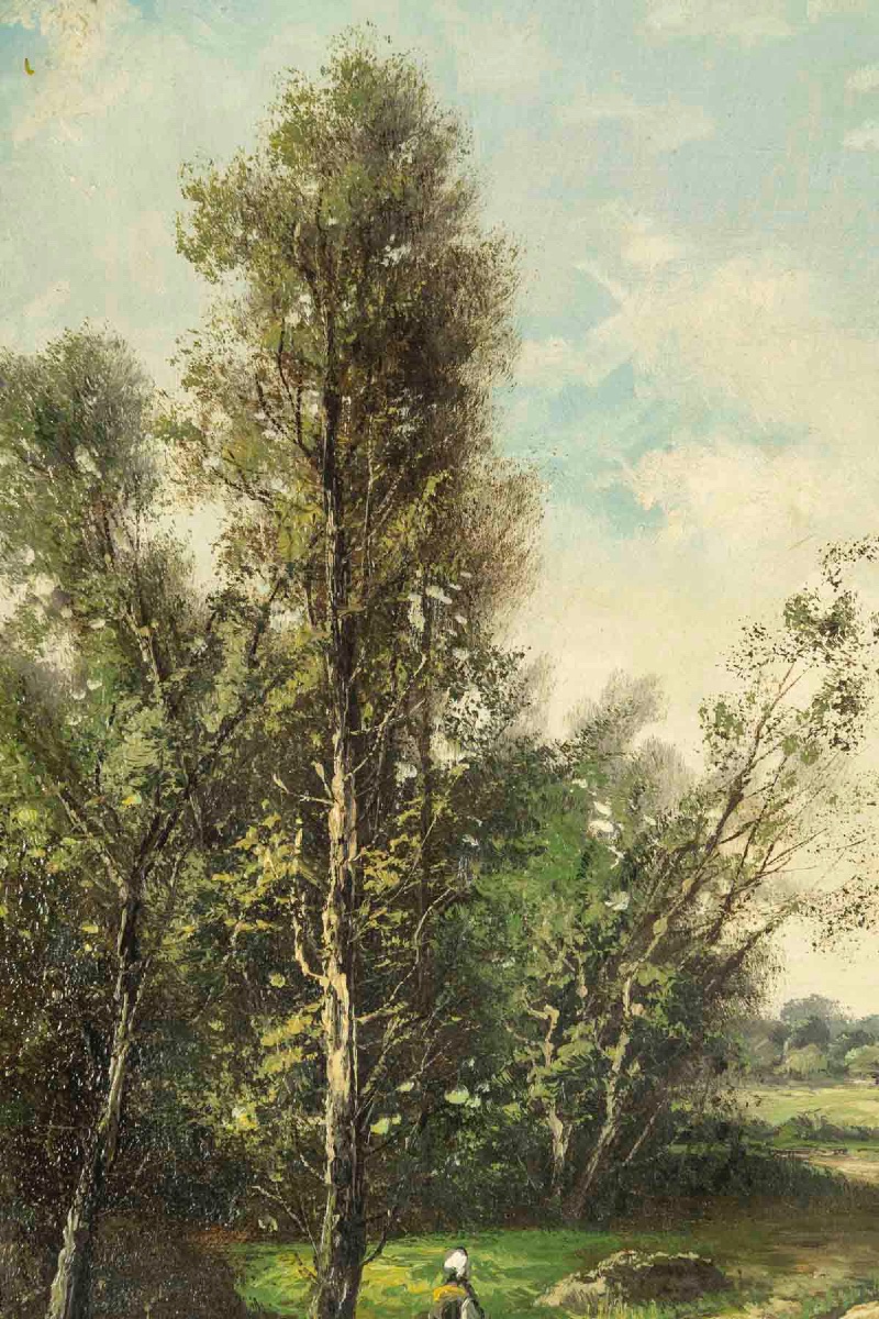 Paire de tableaux HENRY CH. paysages de rivière animé, fin du XIXe siècle — 7