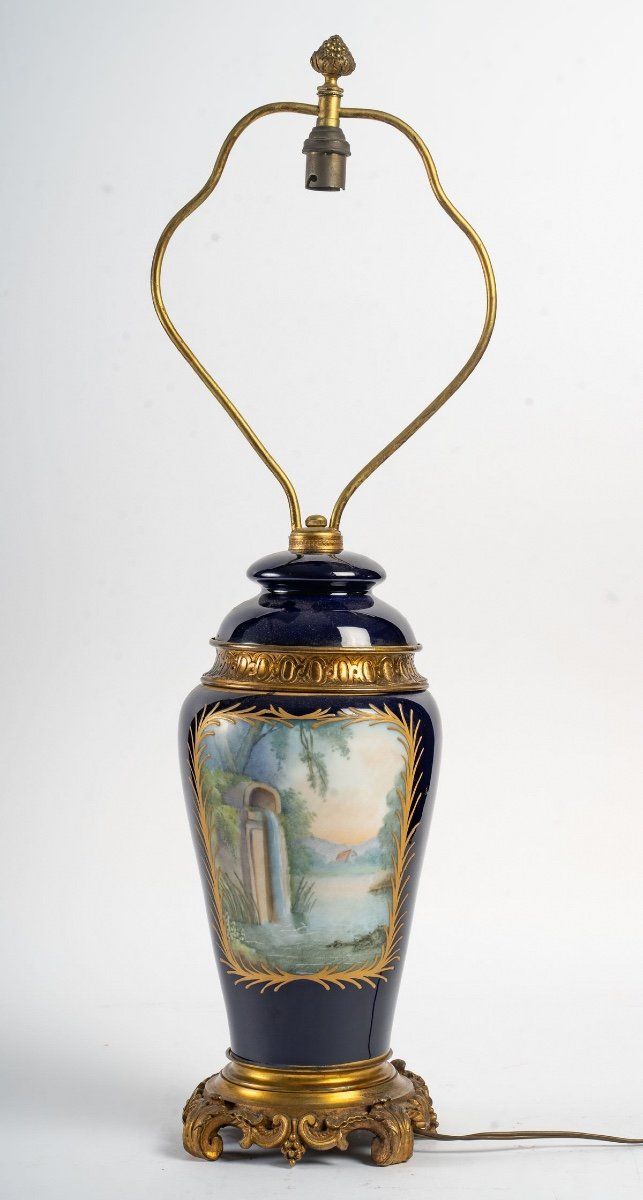 Pied de lampe en porcelaine XIXe — 4