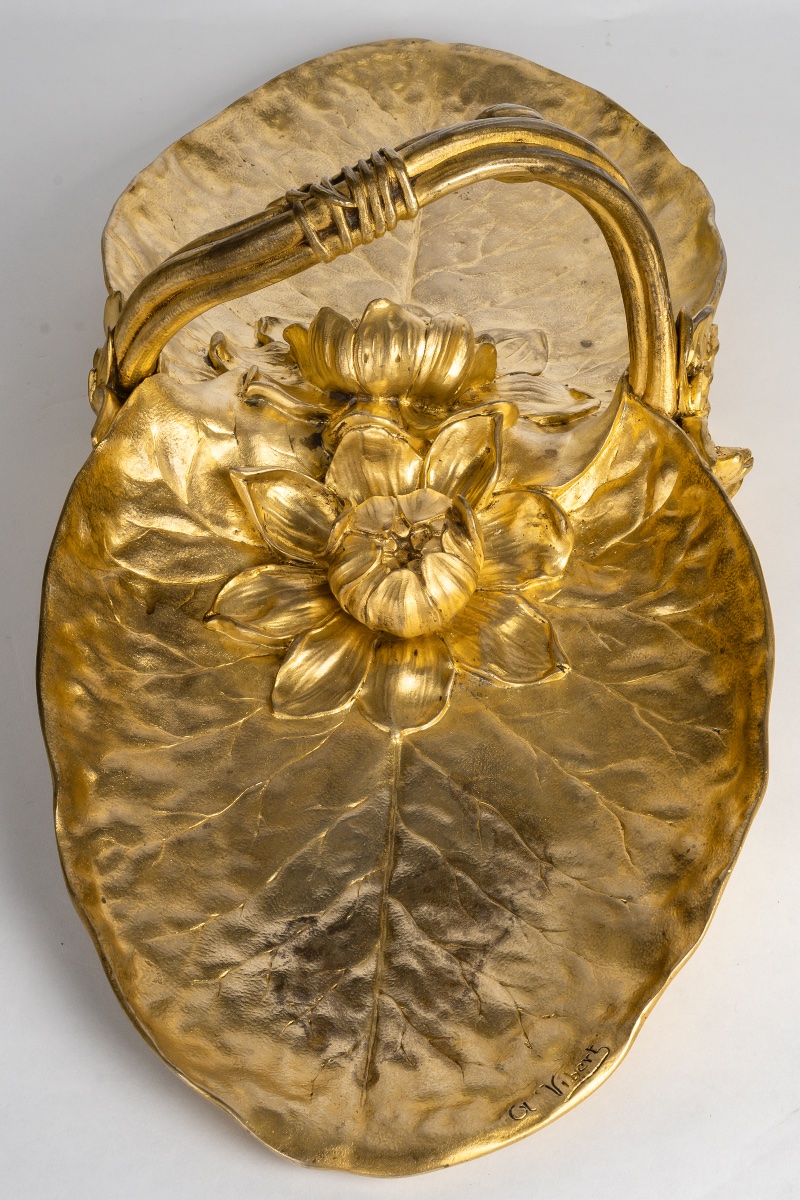 Coupe en bronze doré signée C.R. Vibert – époque art nouveau (vers 1900) — 10
