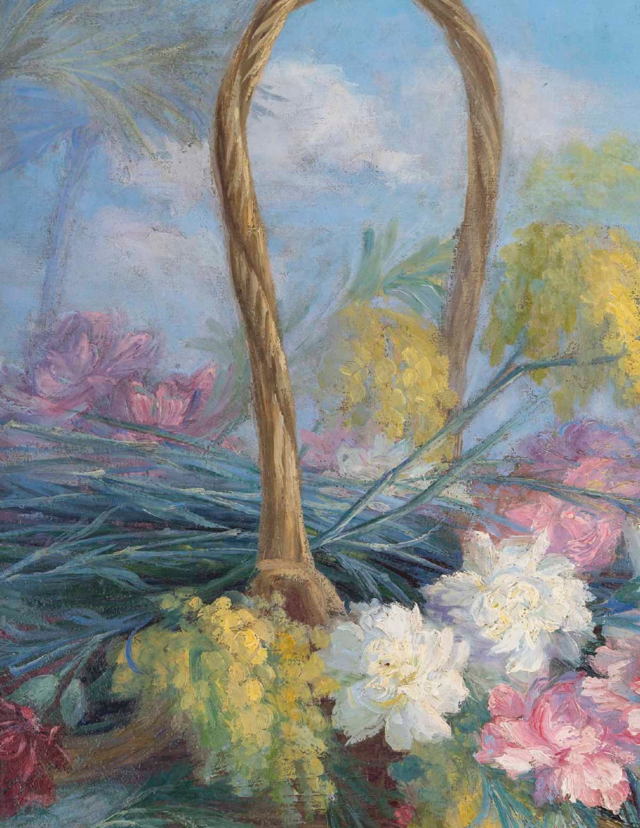 Une huile sur toile nature morte aux fleurs, XIXe siècle — 8