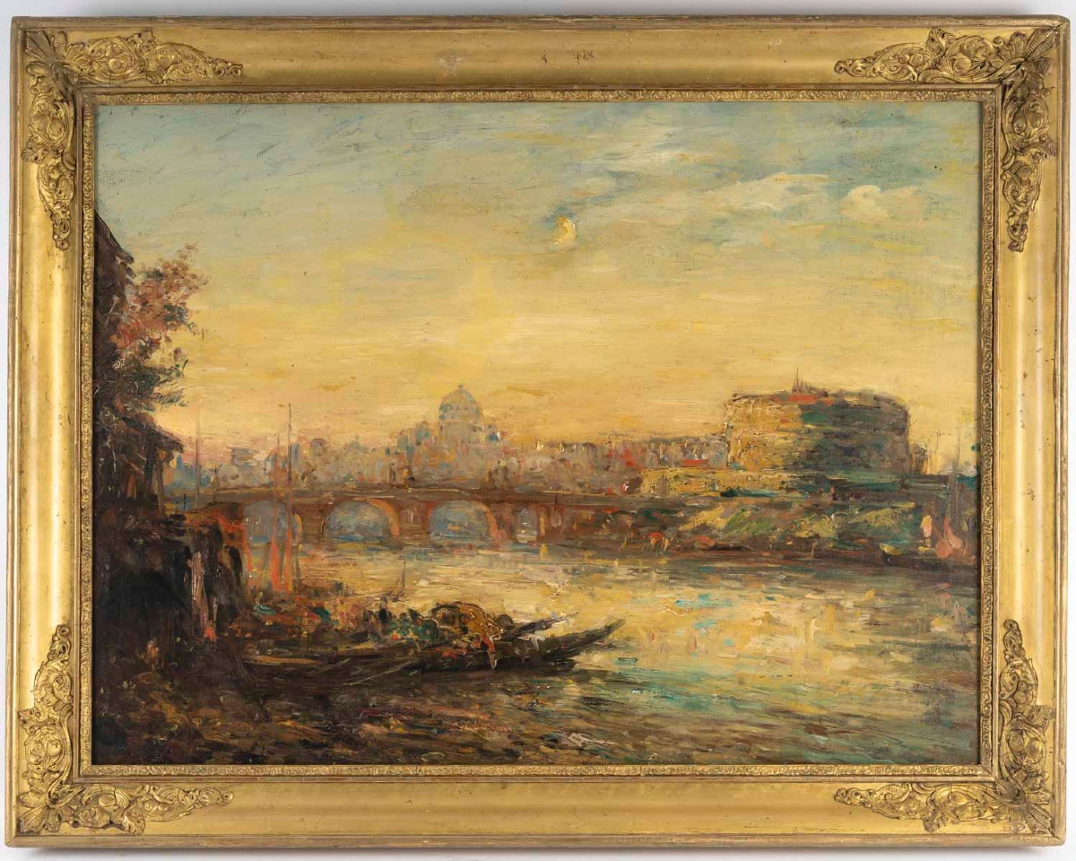 Huile sur toile représentant une vue du Bosphore époque fin du XIXe siècle — 2