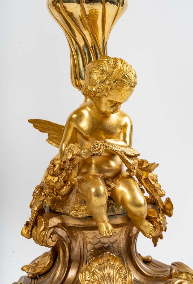 Henri Picard Importante Garniture de Cheminée en bronze doré fin du XIXe siècle — 8