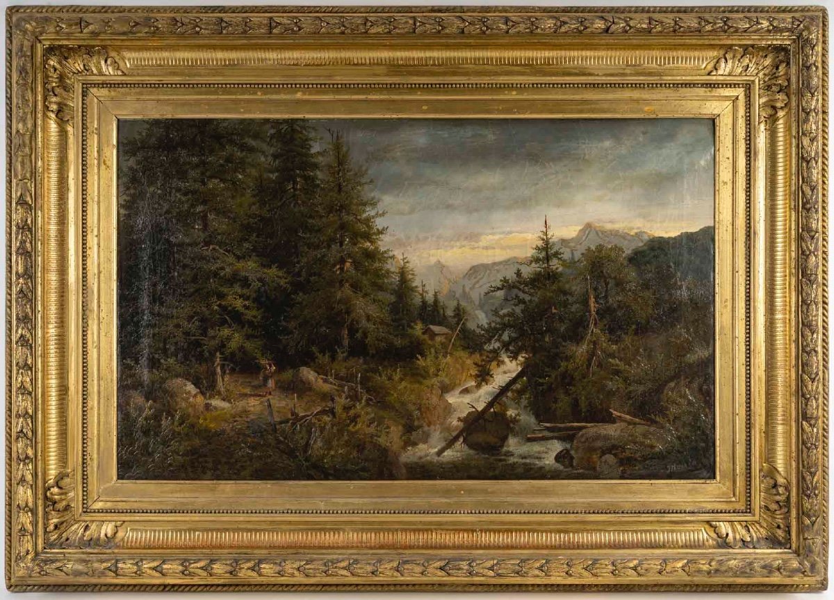 Tableau huile sur toile, sous-bois, fin du XIXe siècle — 2