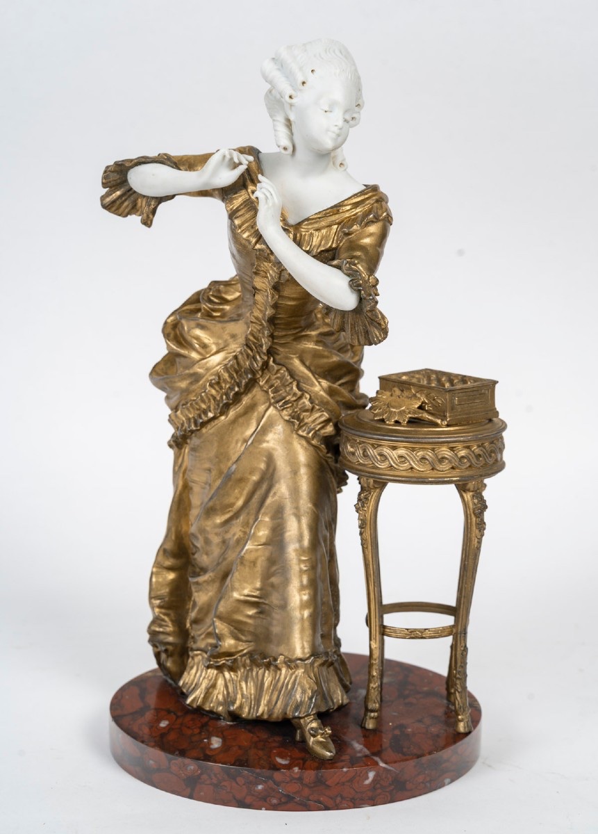 Une sculpture Grisard en biscuit et régule doré, art nouveau fin du XIXe siècle — 2