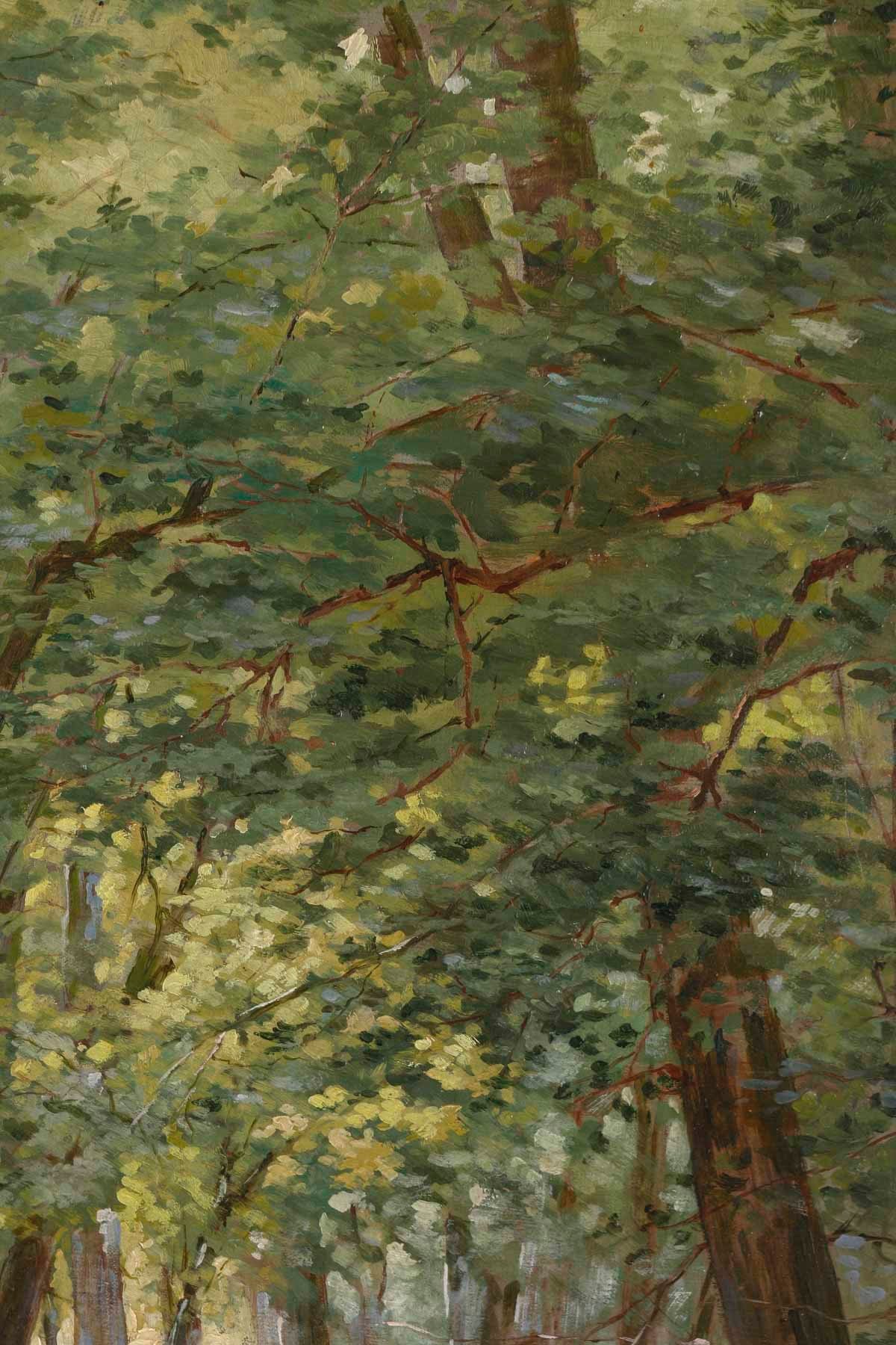 Huile sur toile de Joseph Caron Vue de sous-bois Encadré fin du XIXe siècle — 5