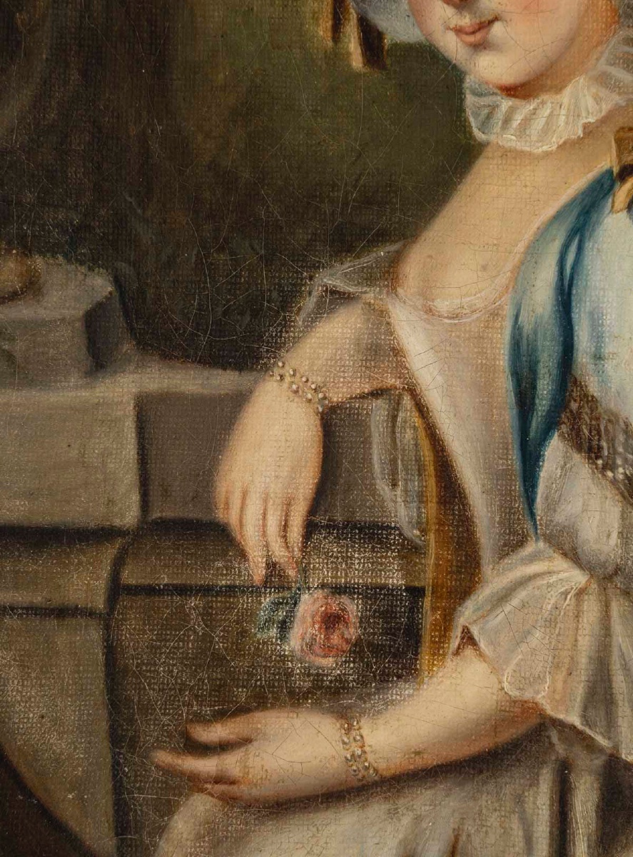 Portraits XVIIIe siècle - une paire de tableaux huile sur toile XVIIIe siècle — 11