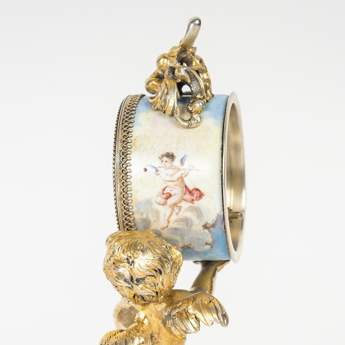 Une belle miniature une pendulette en argent massif — 8