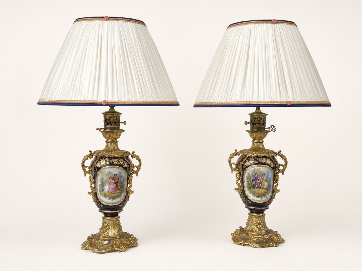 Paire de lampes en porcelaine de Bayeux et bronze doré – fin du XIXe siècle — 4