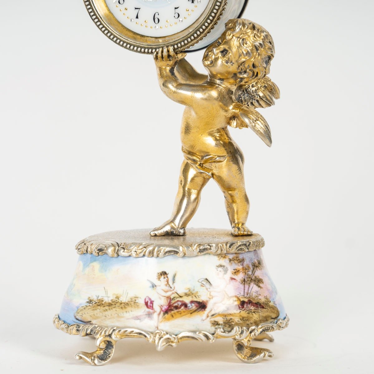 Une belle miniature une pendulette en argent massif — 7