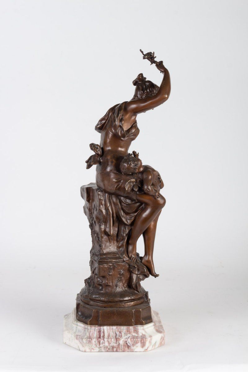 Auguste Dewever, bronze Représentant une femme et un Cupidon, époque Napoléon III — 8
