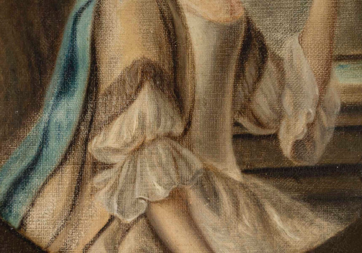 Portraits XVIIIe siècle - une paire de tableaux huile sur toile XVIIIe siècle — 12