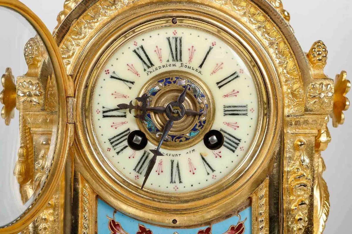 Garniture de Cheminée en bronze doré et émail cloisonné fin du XIXe siècle — 8