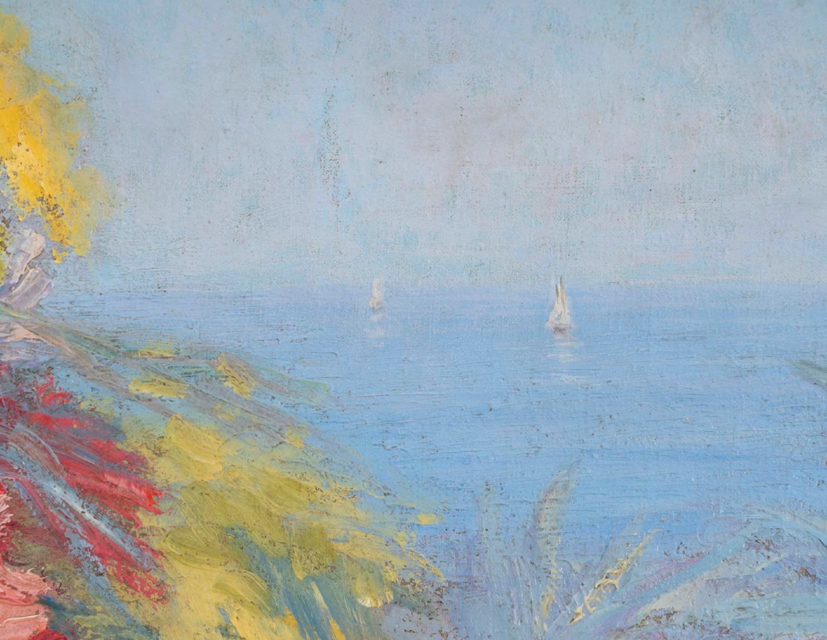 Une huile sur toile nature morte aux fleurs, XIXe siècle — 11