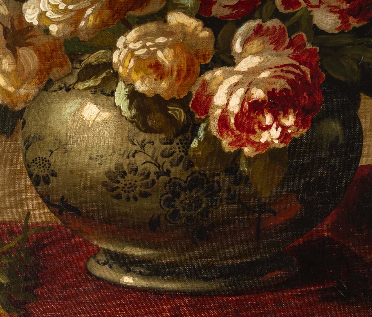 Un tableau de fleurs huile sur toile, XIXe siècle — 6