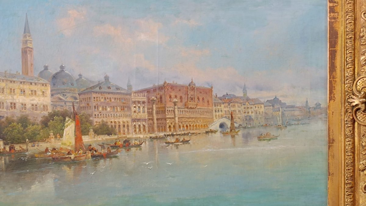 Tableau Vue de Venise huile sur toile fin du XIXe siècle — 6