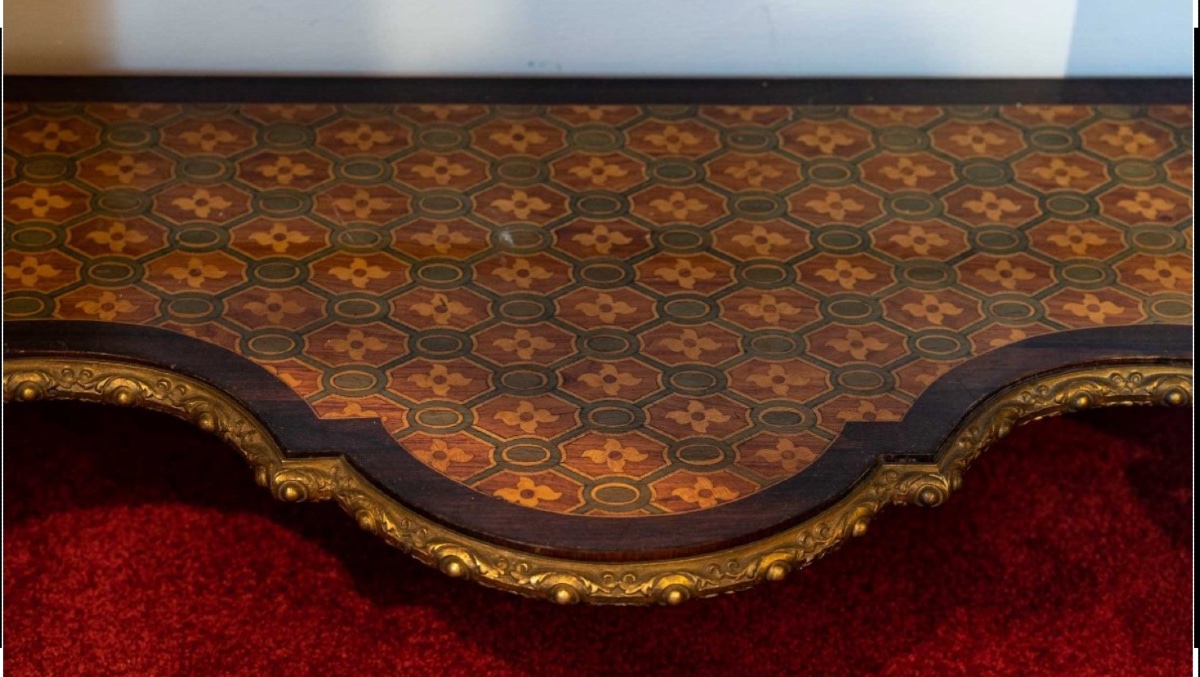 Console de style Régence en marqueterie florale et bronze doré, époque Napoléon III — 9