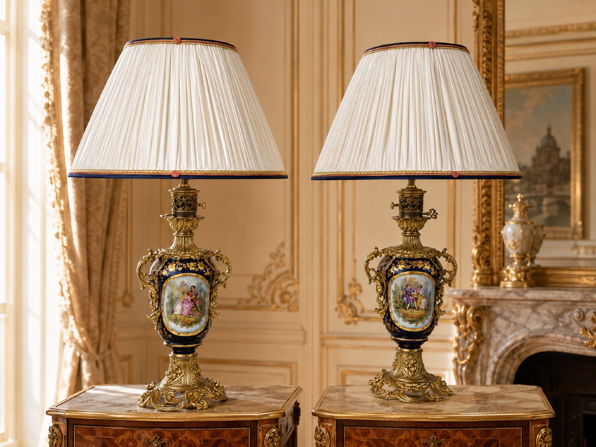 Paire de lampes en porcelaine de Bayeux et bronze doré – fin du XIXe siècle — 3