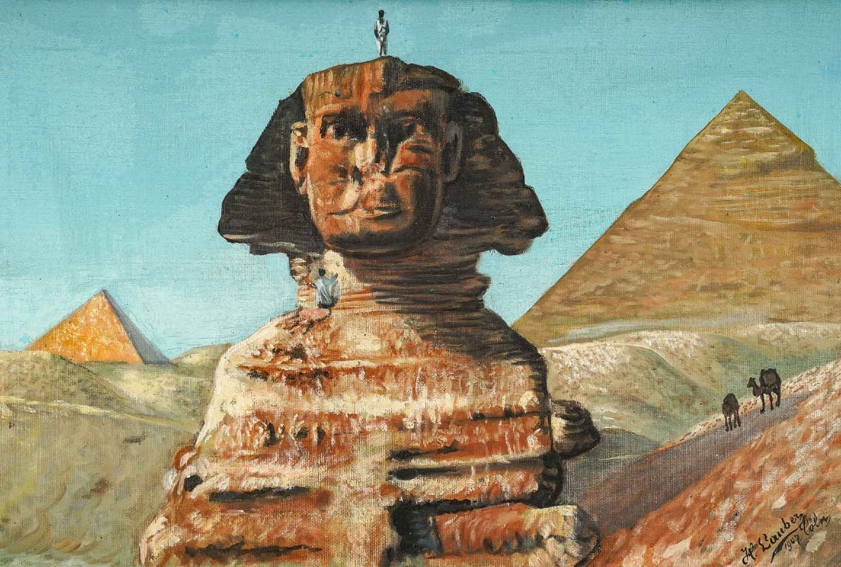 Paire de tableaux orientalistes huile sur toile avec Cadres en bois doré — 7