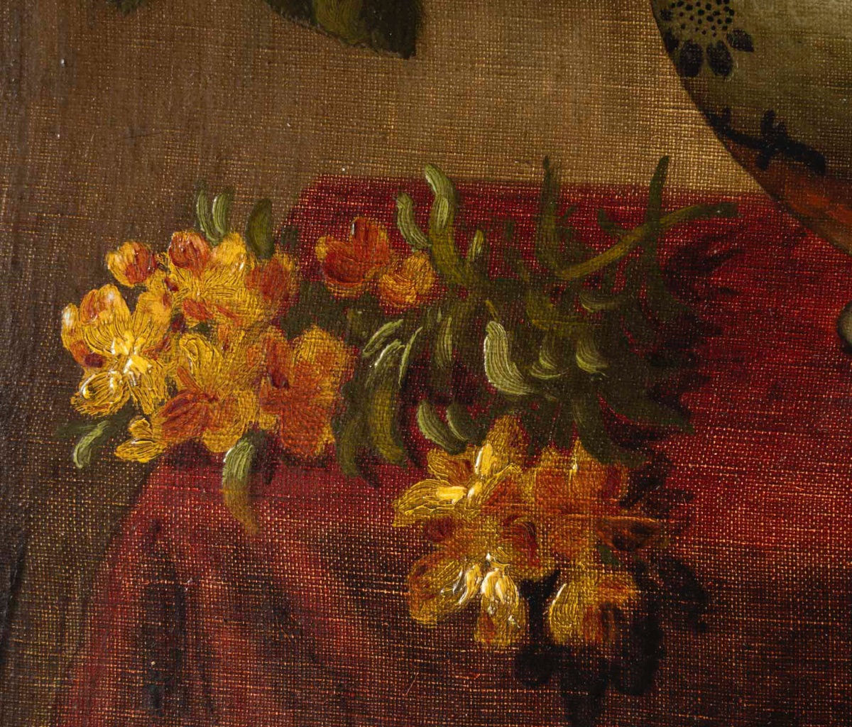 Un tableau de fleurs huile sur toile, XIXe siècle — 8