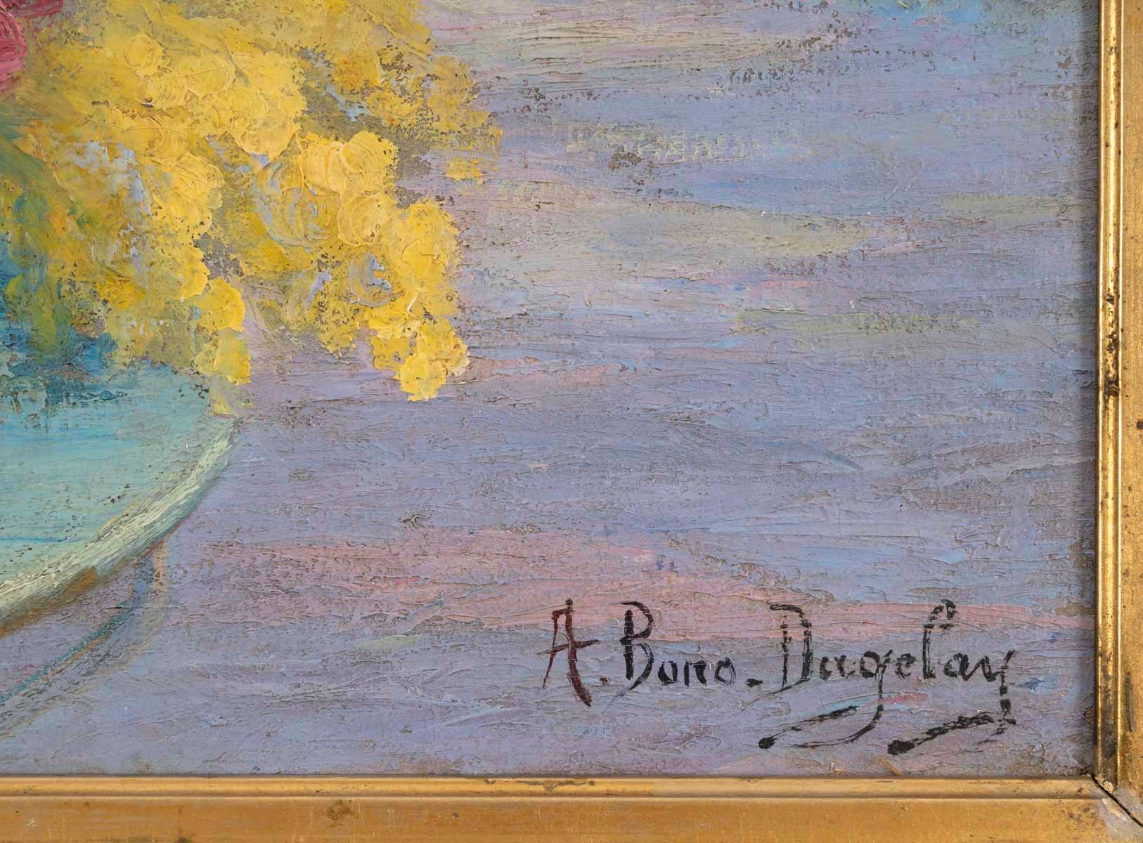 Une huile sur toile nature morte aux fleurs, XIXe siècle — 13