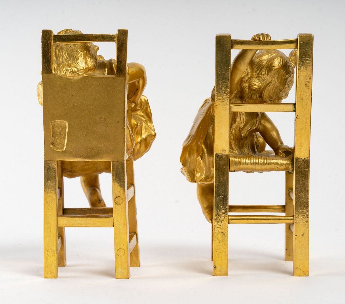 Paire de sculptures en bronze doré XIXe siècle — 9