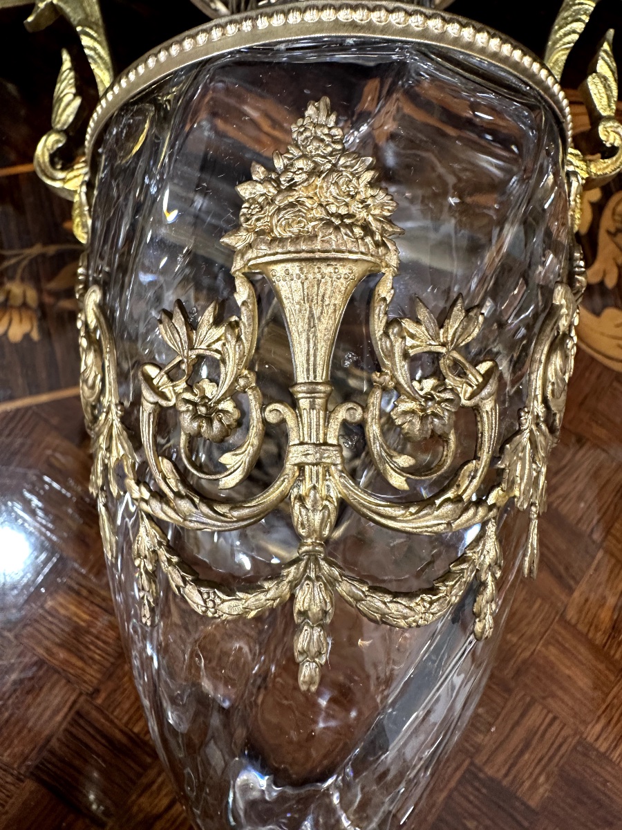 Paire de vases Napoléon III en cristal et bronze doré – XIXe siècle — 10