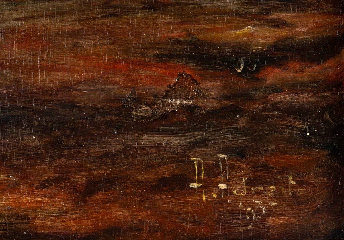 Paire de tableaux orientalistes huile sur Panneaux en Acajou XXe siècle — 11