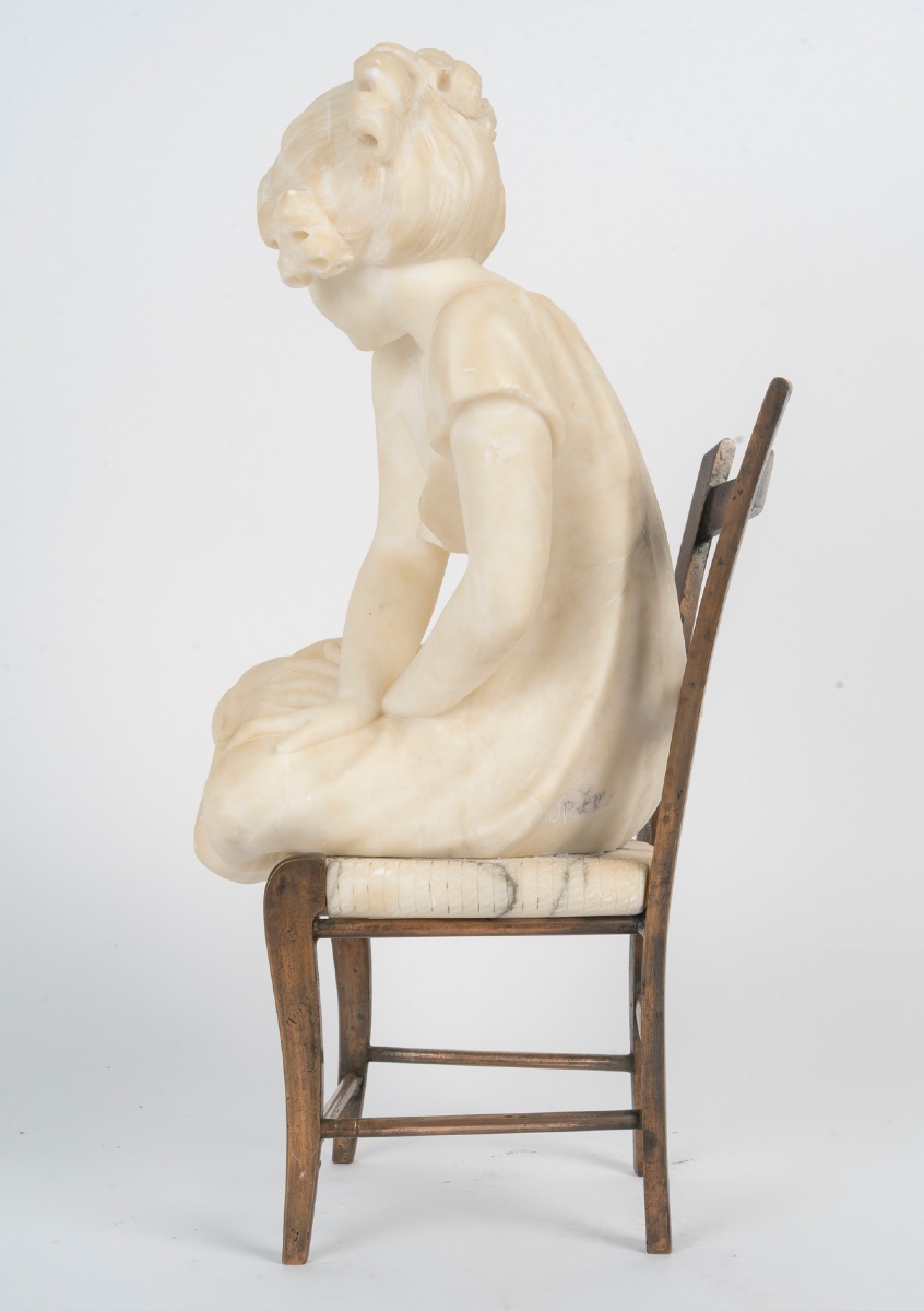 Sculpture art nouveau en albâtre et bronze signée Gio Ponti – travail italien — 12