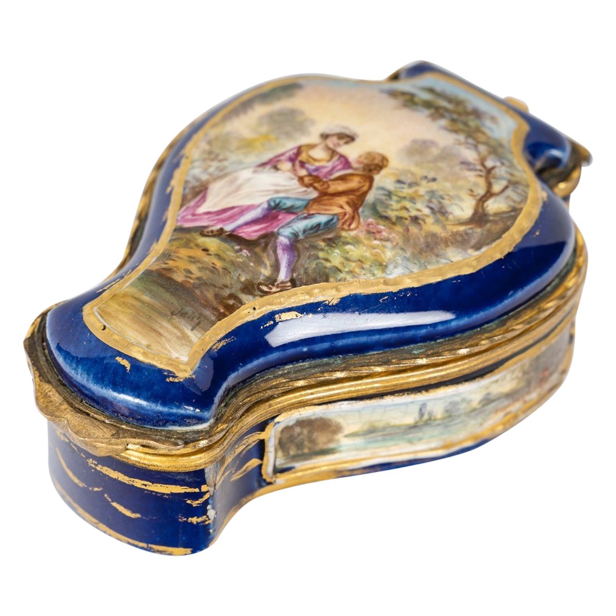 Miniature coffret à bijoux de Forme Mouvementé en porcelaine bleu, XIXe siècle — 2