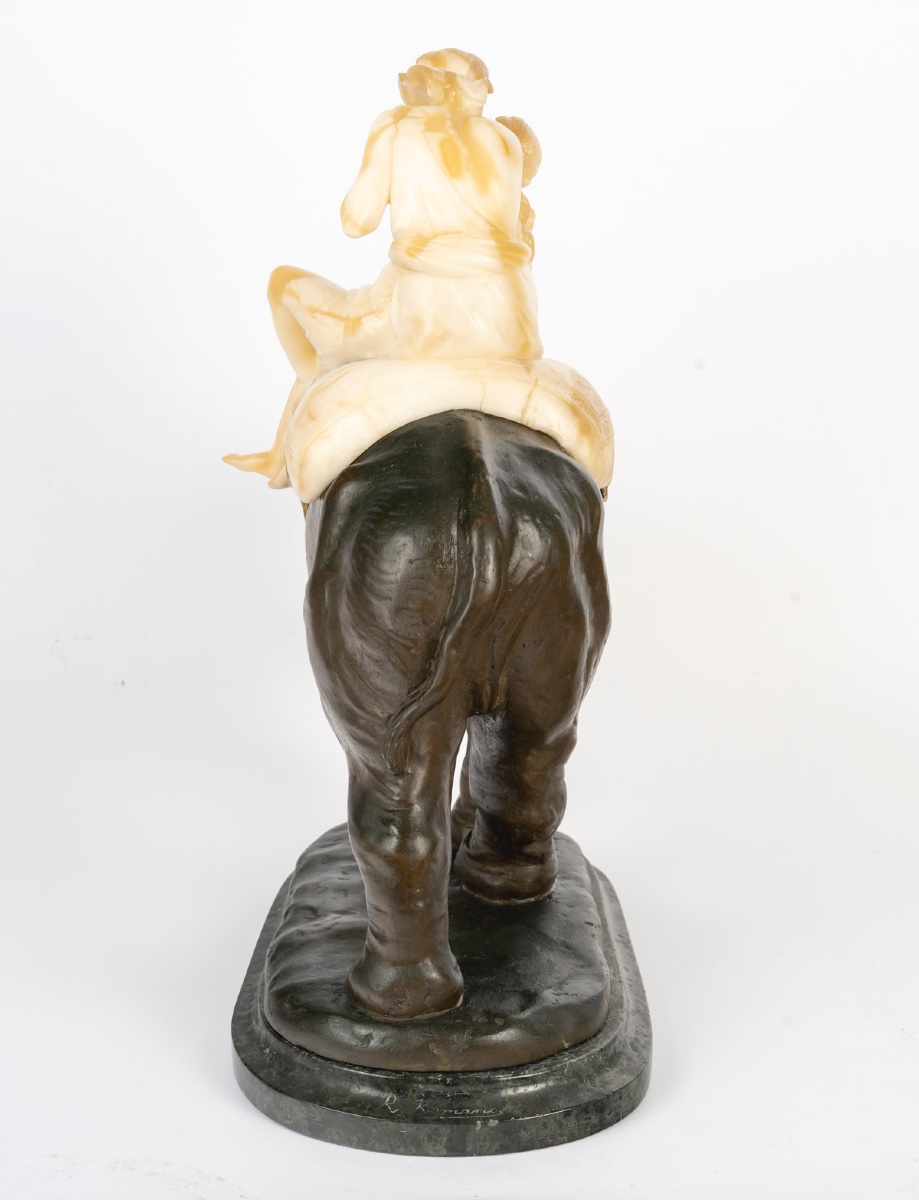 Sculpture en albâtre et bronze, signé R Romano Romanelli — 7
