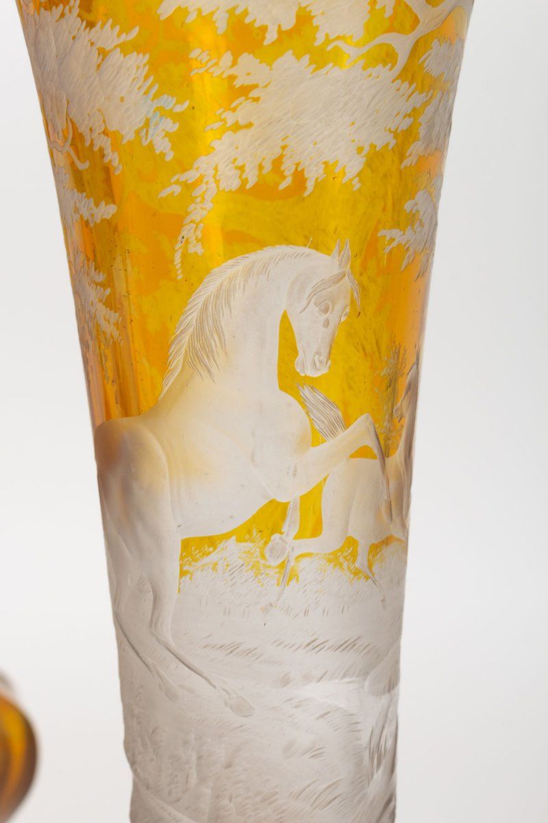 Paire de vases en cristal de Bohême Grave XIXe siècle — 4