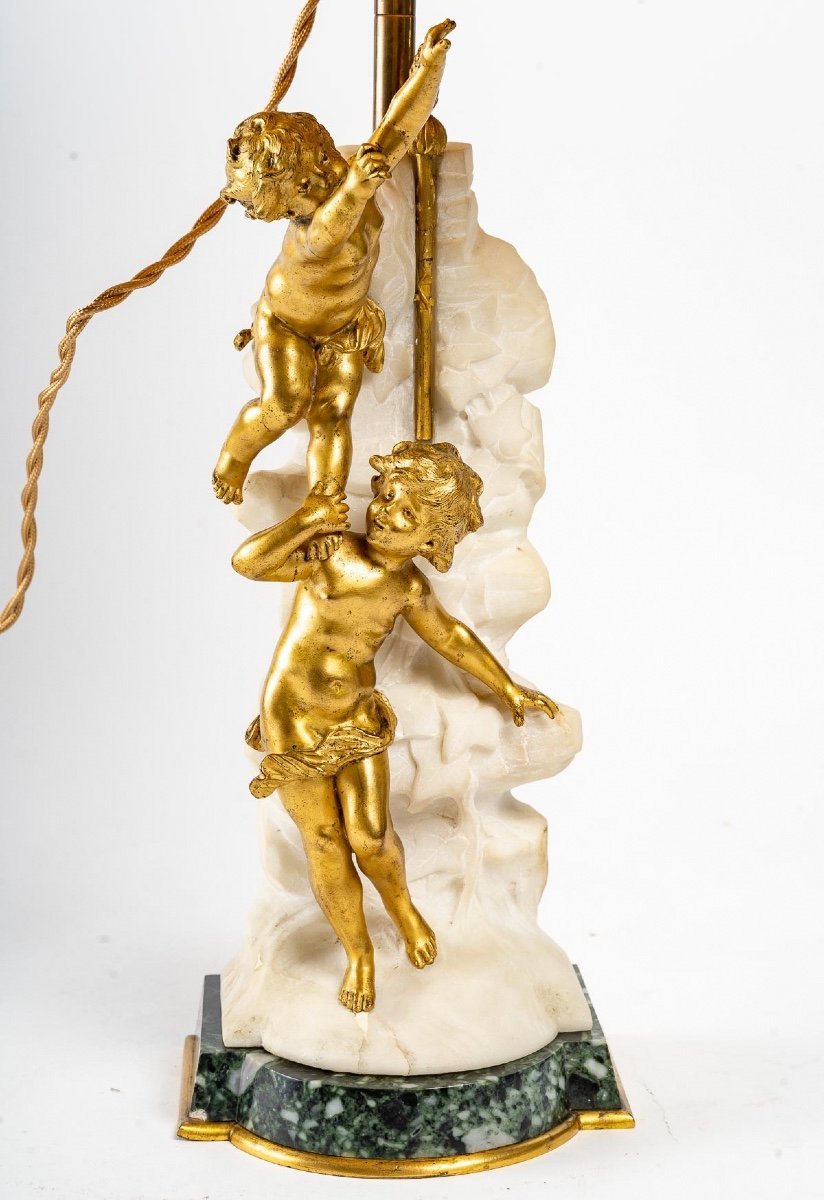 Lampe en bronze doré et marbre blanc fin du XIXe siècle — 7