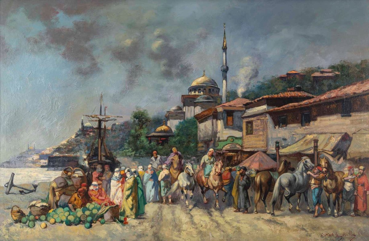 Une paire de tableaux, huile sur toile Vue de Istanbul, XXe siècle — 6