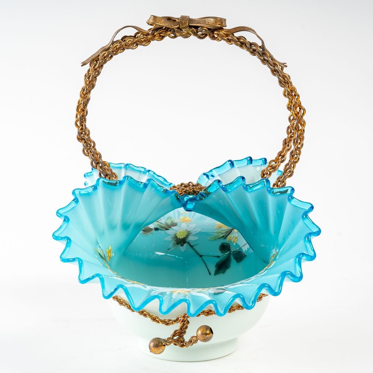 Panier en opaline et bronze fin du XIXe siècle — 11
