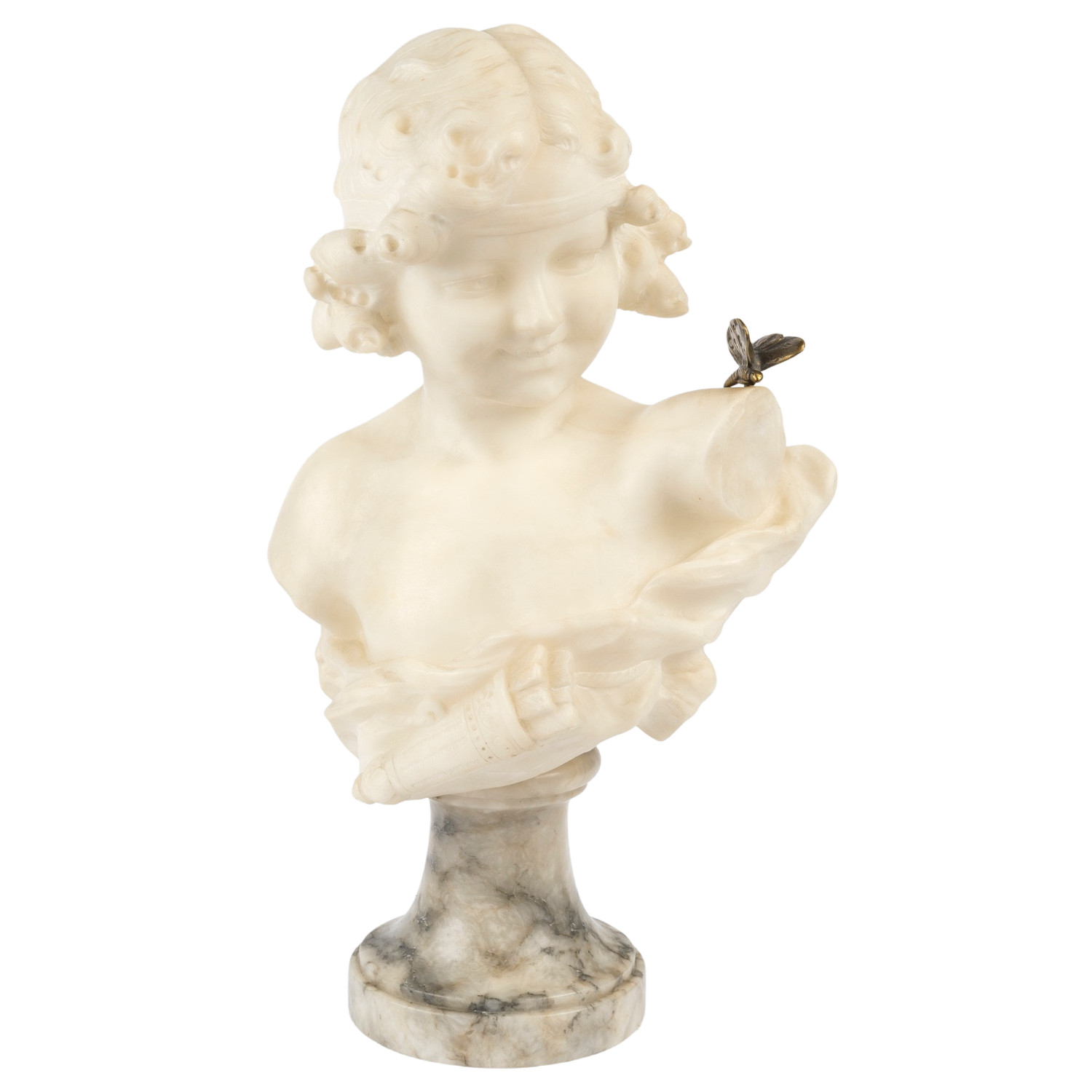 Buste en albâtre d’une jeune fille au papillon, Auguste Carli — 10