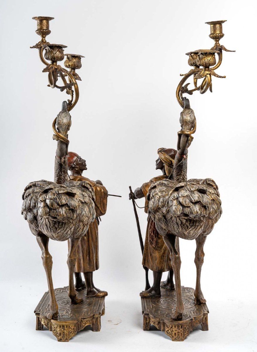 Garniture de Cheminée Orientaliste aux Autruches fin du XIXe siècle — 7